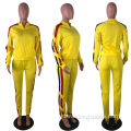 Casual sport 2 piece stripe side women tracksuit